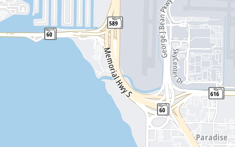 Static map of Suncoast Parkway at SR 60 / Courtney Campbell Causeway