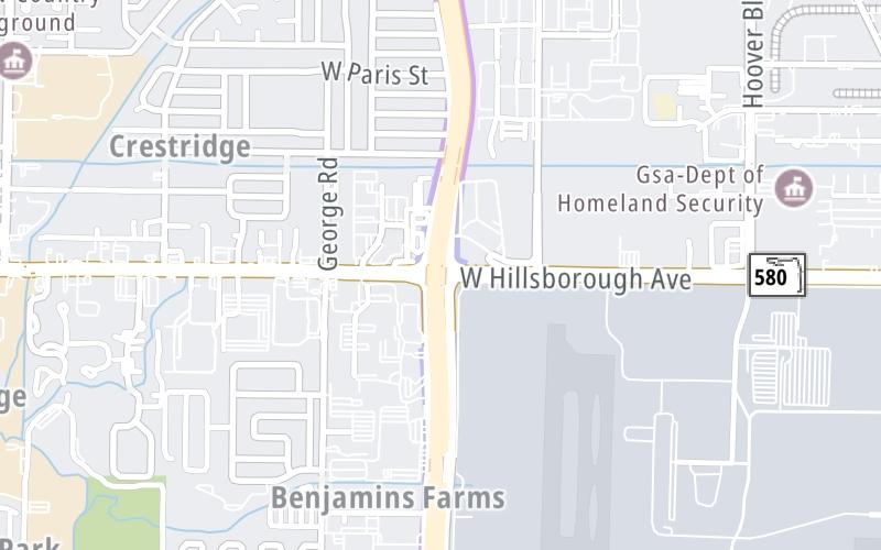 Static map of Suncoast Parkway at Hillsborough Avenue