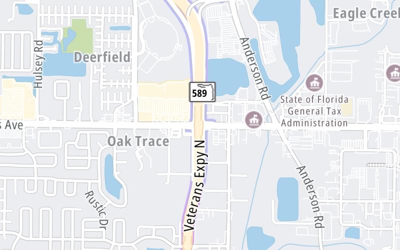 Static map of Suncoast Parkway at Waters Avenue