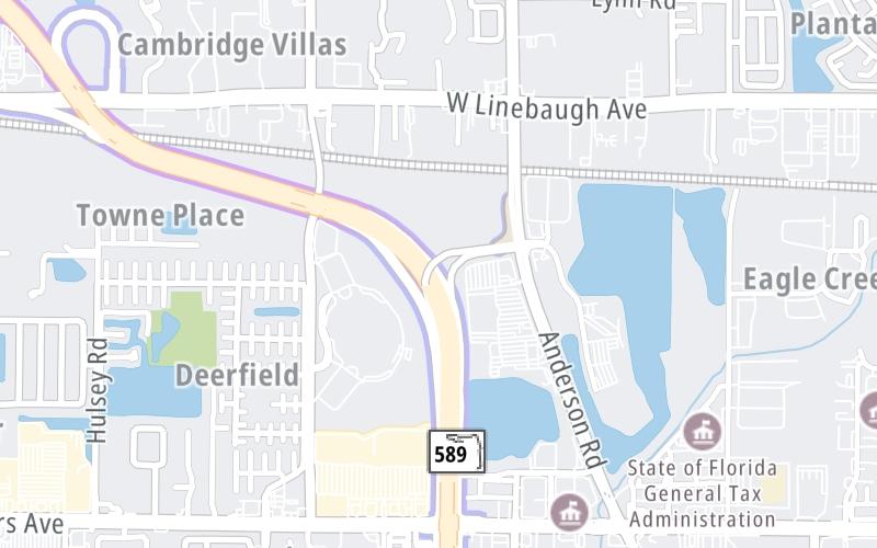 Static map of Suncoast Parkway at Anderson Road