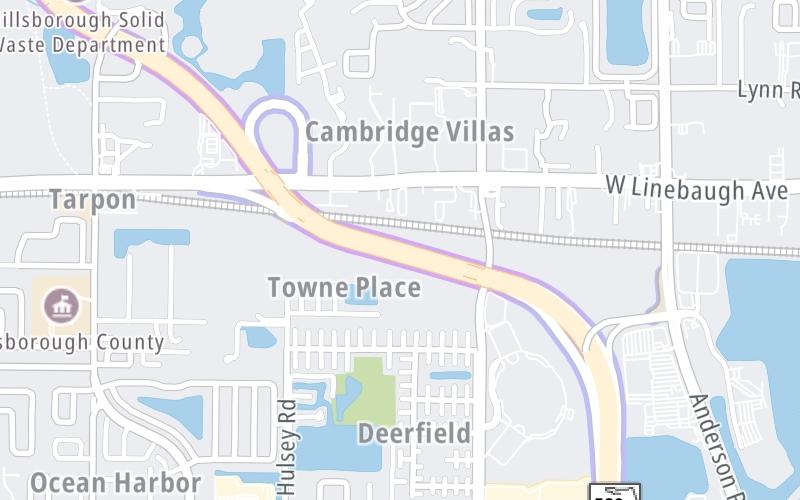 Static map of Suncoast Parkway at Anderson Toll Plaza