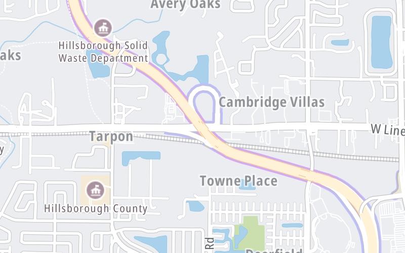 Static map of Suncoast Parkway at Linebaugh Avenue