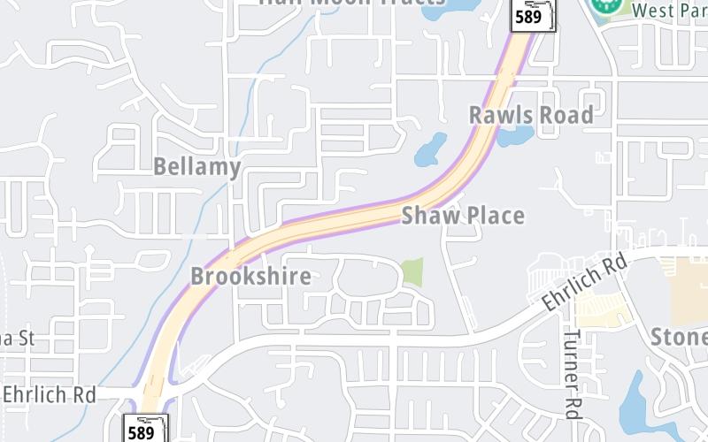 Static map of Suncoast Parkway at Sugarwood Toll Plaza