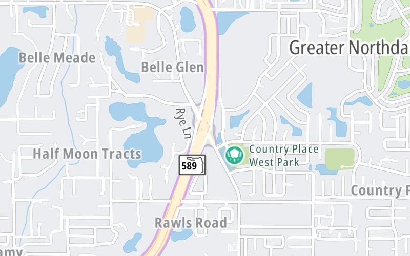 Static map of Suncoast Parkway at Hutchinson Road