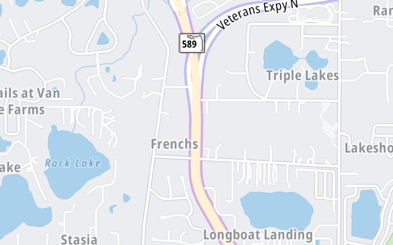 Static map of Suncoast Parkway at Dale Mabry Highway (Spur)