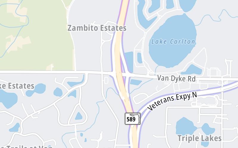 Static map of Suncoast Parkway at Van Dyke Road