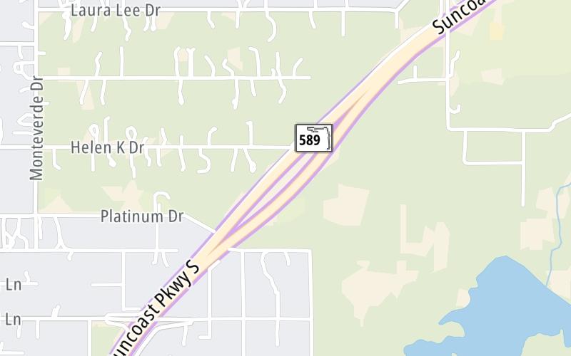 Static map of Suncoast Parkway at Spring Hill Toll Gantry