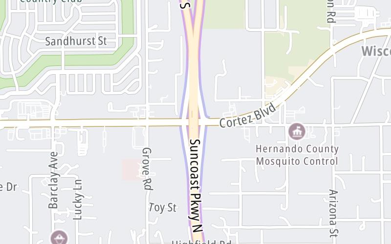 Static map of Suncoast Parkway at SR 50 / Cortez Boulevard