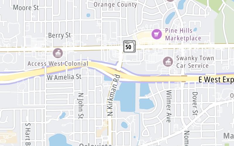 Static map of East West Expressway at Kirkman Road