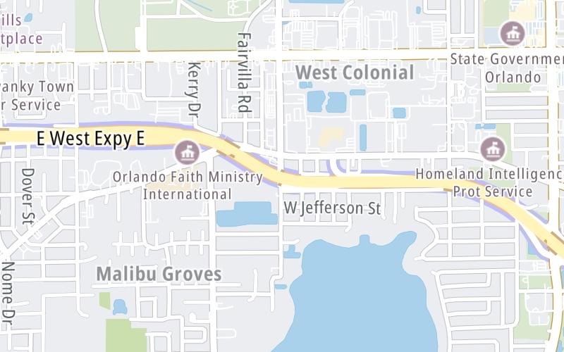 Static map of East West Expressway at Old Winter Garden Road