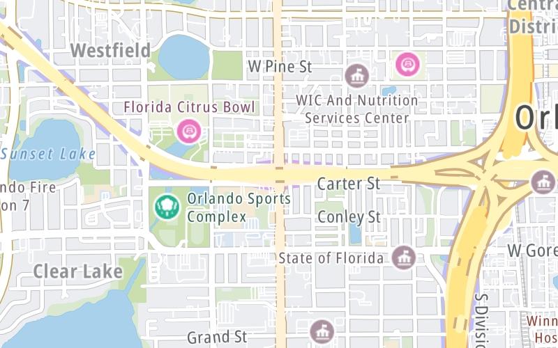 Static map of East West Expressway at Orange Blossom Trail