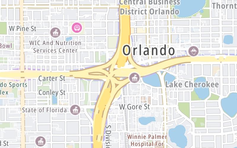 Static map of East West Expressway at I–4 Westbound