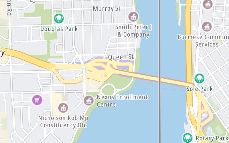 Static map of Peace Bridge at West Side / Canada