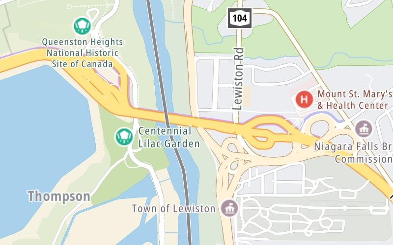 Static map of Lewiston Queenston Bridge at East Side / US