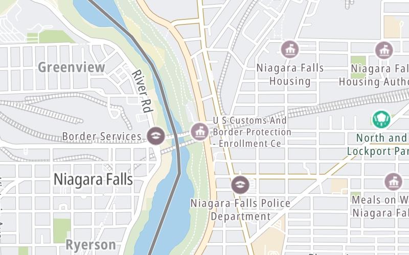 Static map of Whirlpool Rapids Bridge at Whirlpool Street