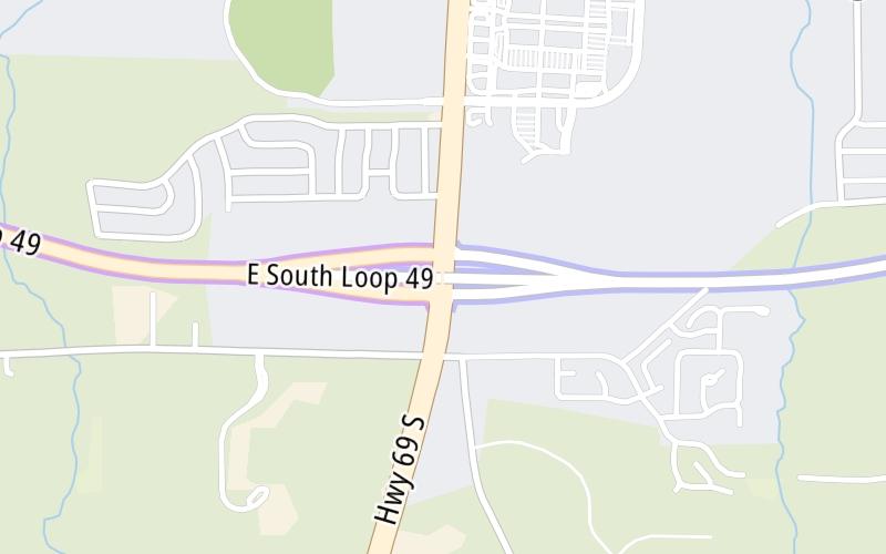 Static map of Toll 49 at US 69 / Broadway Avenue