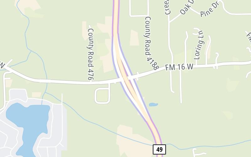 Static map of Toll 49 at FM 16