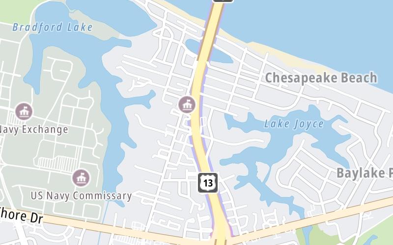 Static map of Chesapeake Bay Bridge Tunnel at South Toll Plaza