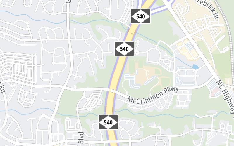 Static map of Triangle Expressway at T15/T16 Mainline Toll Gantry