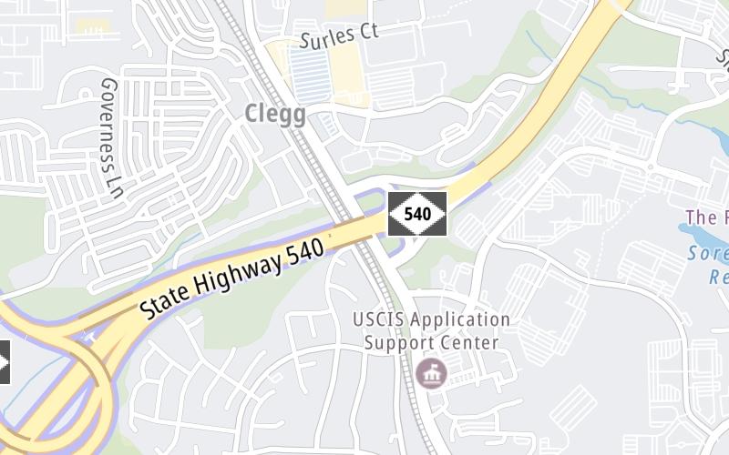 Static map of Triangle Expressway at Chapel Hill Road / N.C. 54