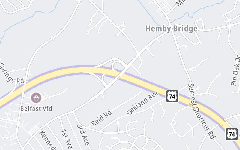 Static map of Monroe Expressway at Indian Trail-Fairview Road