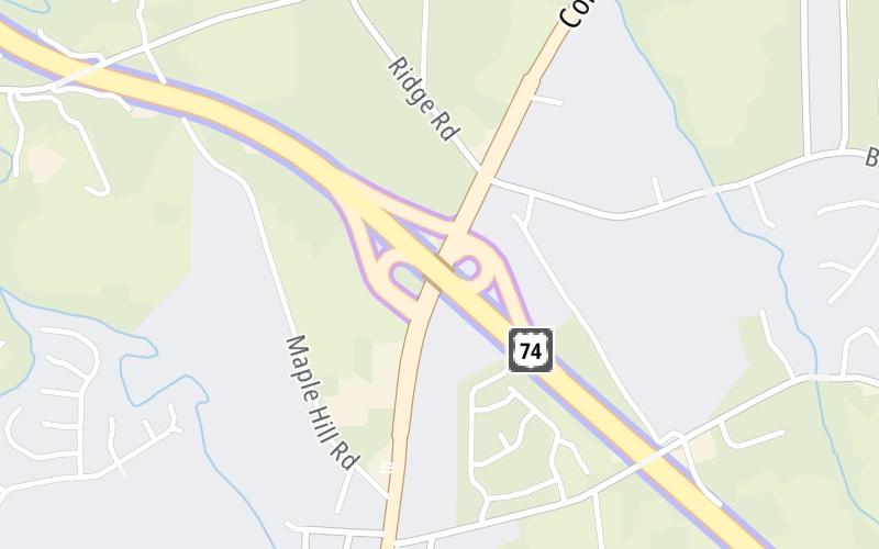 Static map of Monroe Expressway at U.S. Hwy 601