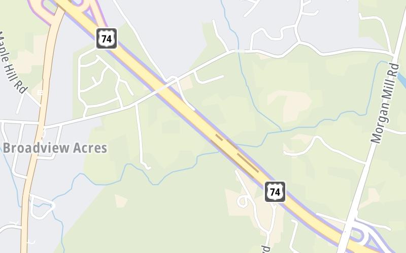 Static map of Monroe Expressway at M09/M10 Mainline Toll Gantry