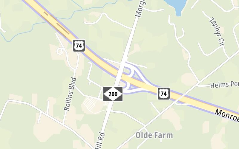 Static map of Monroe Expressway at Morgan Mill Road