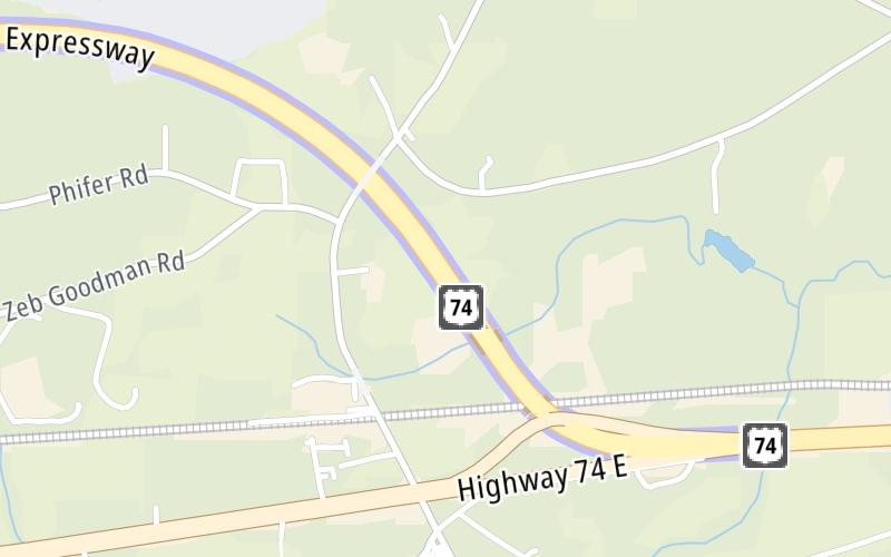 Static map of Monroe Expressway at M13/M14 Mainline Toll Gantry