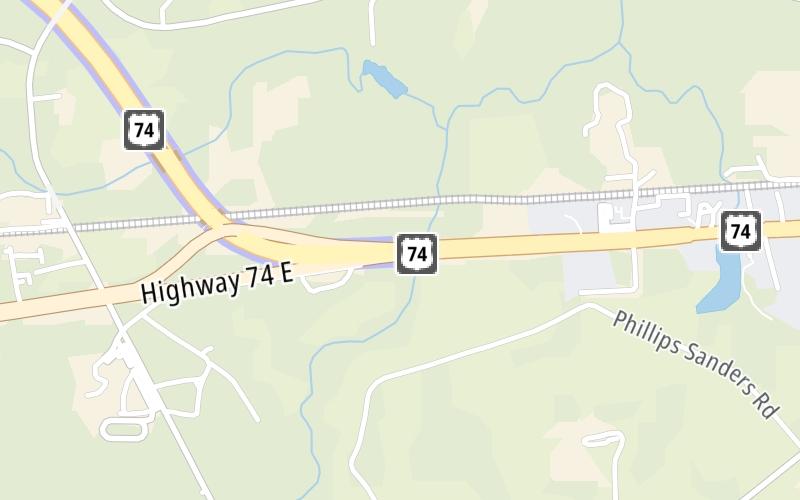 Static map of Monroe Expressway at U.S. Hwy 74 (East)