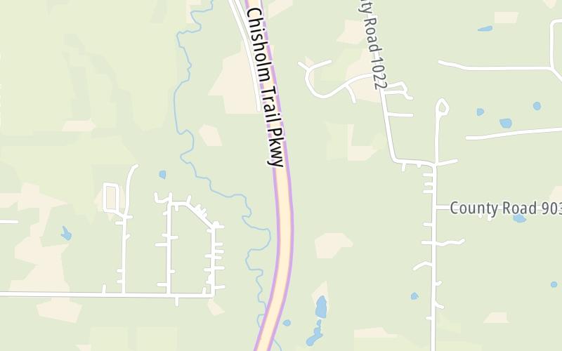 Static map of Chisholm Trail Parkway at Mainline Toll Gantry