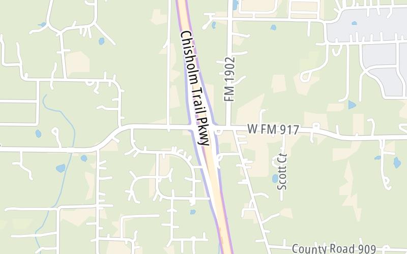 Static map of Chisholm Trail Parkway at W FM 917