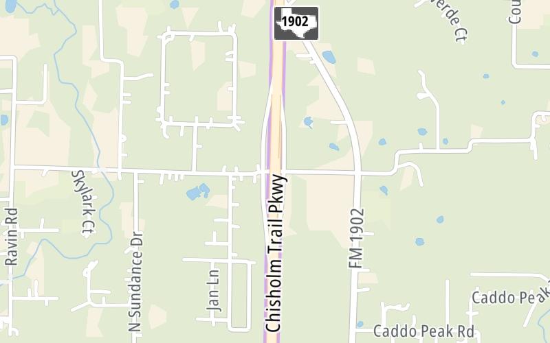 Static map of Chisholm Trail Parkway at County Rd 913