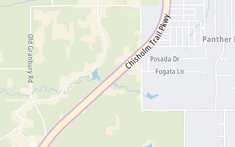 Static map of Chisholm Trail Parkway at Mainline Toll Gantry