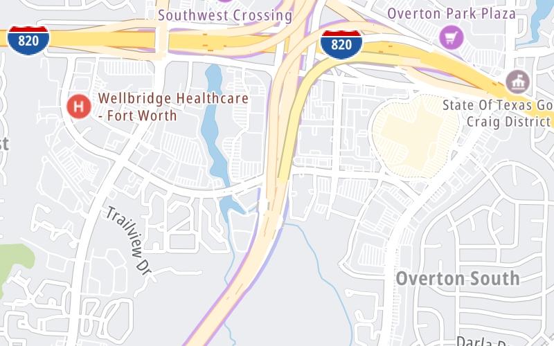 Static map of Chisholm Trail Parkway at Overton Ridge Blvd