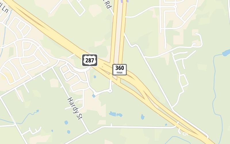 Static map of 360 Tollway at U.S. Hwy 287