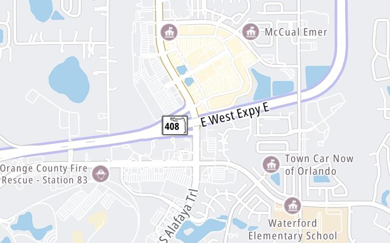 Static map of East West Expressway at Alafaya Trail