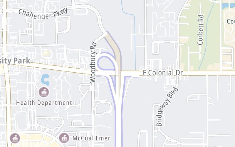 Static map of East West Expressway at SR 50/East Colonial Dr