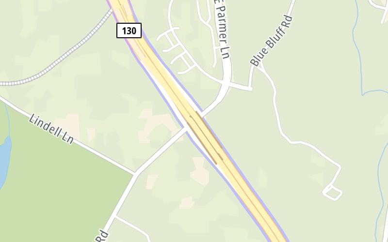 Static map of Sh 130 at Blue Bluff Road