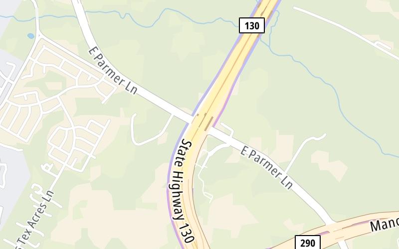 Static map of Sh 130 at E Parmer Lane