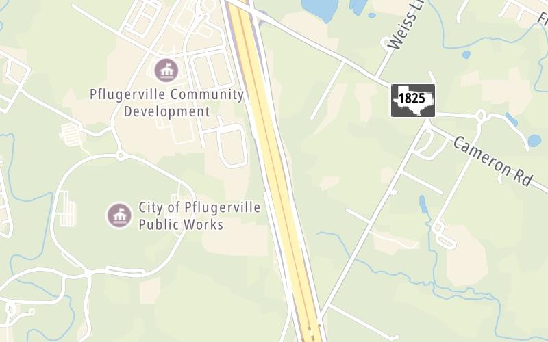 Static map of Sh 130 at Texas 130 Mainline Toll Gantries