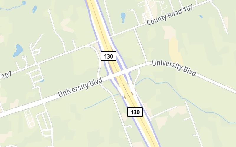 Static map of Sh 130 at University Blvd / Chandler Rd