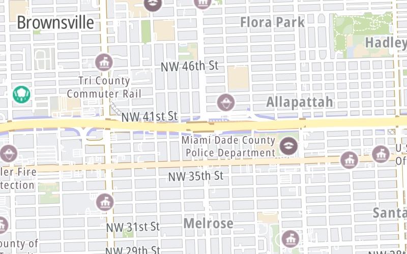 Static map of Airport Expressway at NW 22nd Avenue / Metro Rail