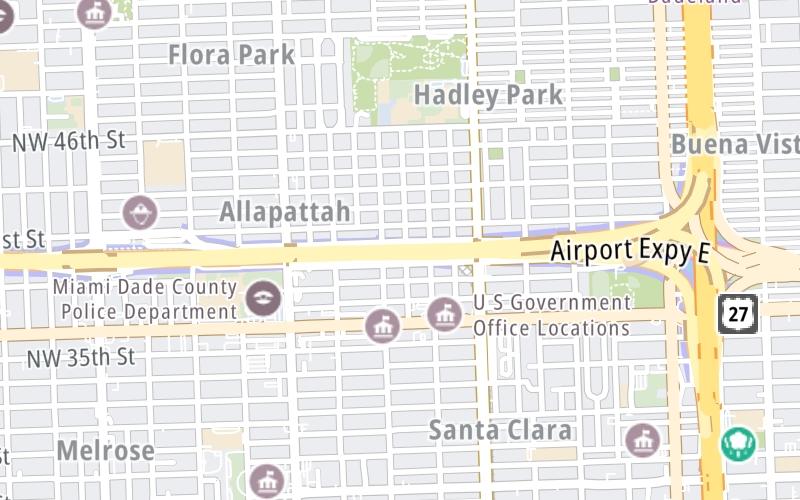 Static map of Airport Expressway at NW 17th Avenue