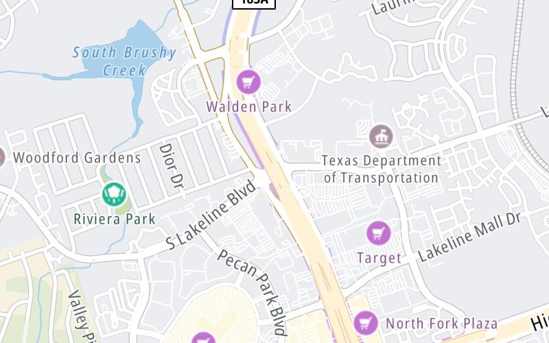 Static map of 183a Toll Road at S Lakeline Blvd