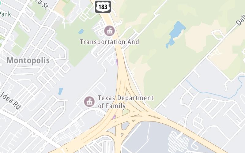 Static map of 183 Toll Road at SH 71 Direct Connector Gantry