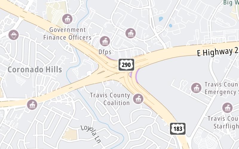 Static map of 183 Toll Road at 290 Toll Road / U.S. Hwy 290