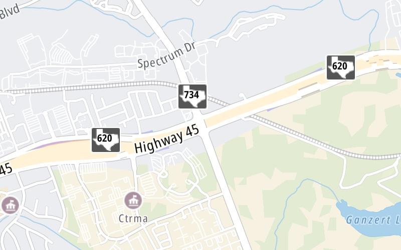 Static map of Sh 45 N at Parmer Ln