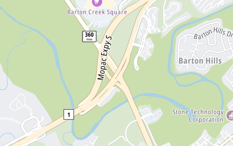 Static map of Loop 1 at SH 360 / S Capital of Texas Hwy