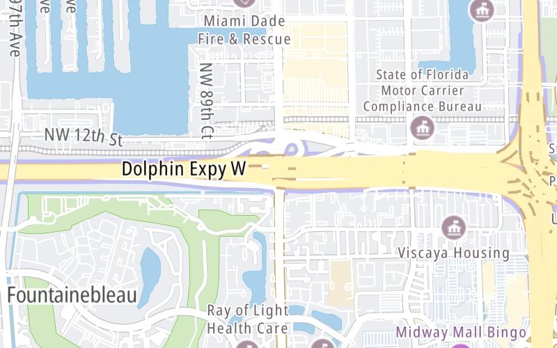 Static map of Dolphin Expressway at NW 87th Avenue / Galloway Road